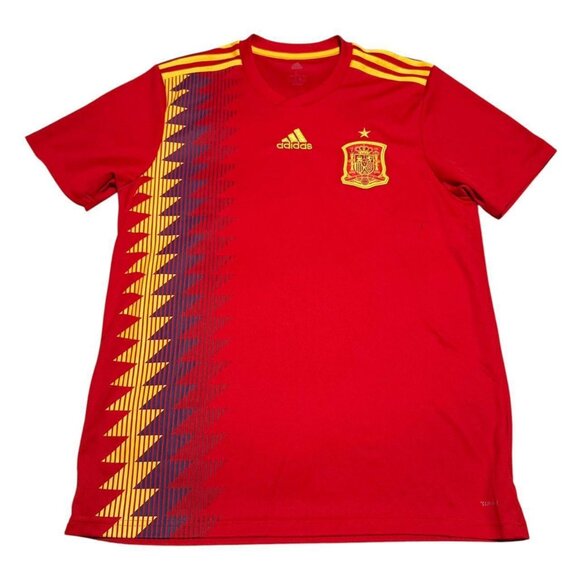 SPAIN 2017 2019 HOME SHIRT FOOTBALL SOCCER JERSEY ADIDAS CX5355 MENS SIZE LARGE - Picture 1 of 7